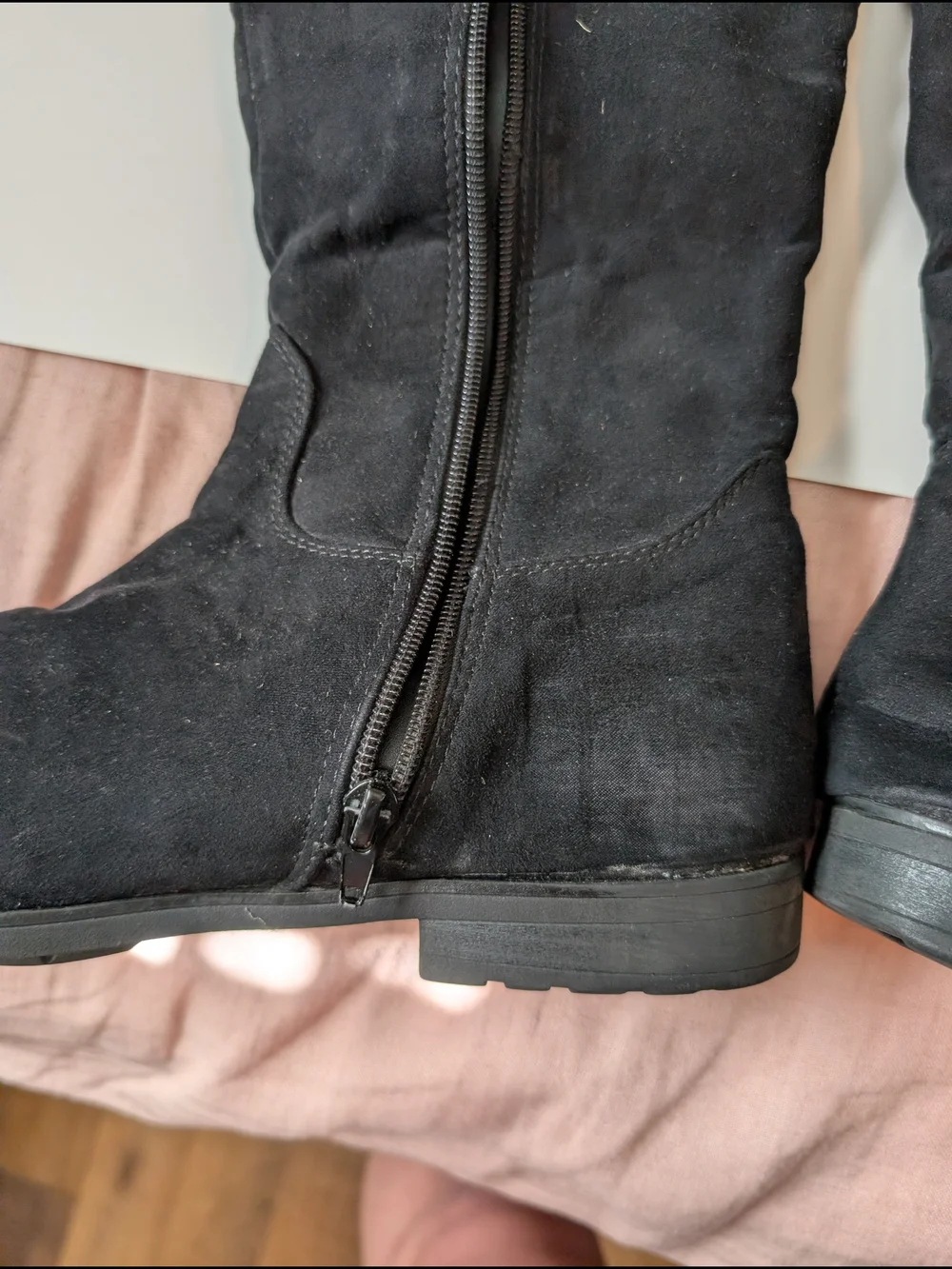 Black Over-the-Knee Fold-Top Women's Boots